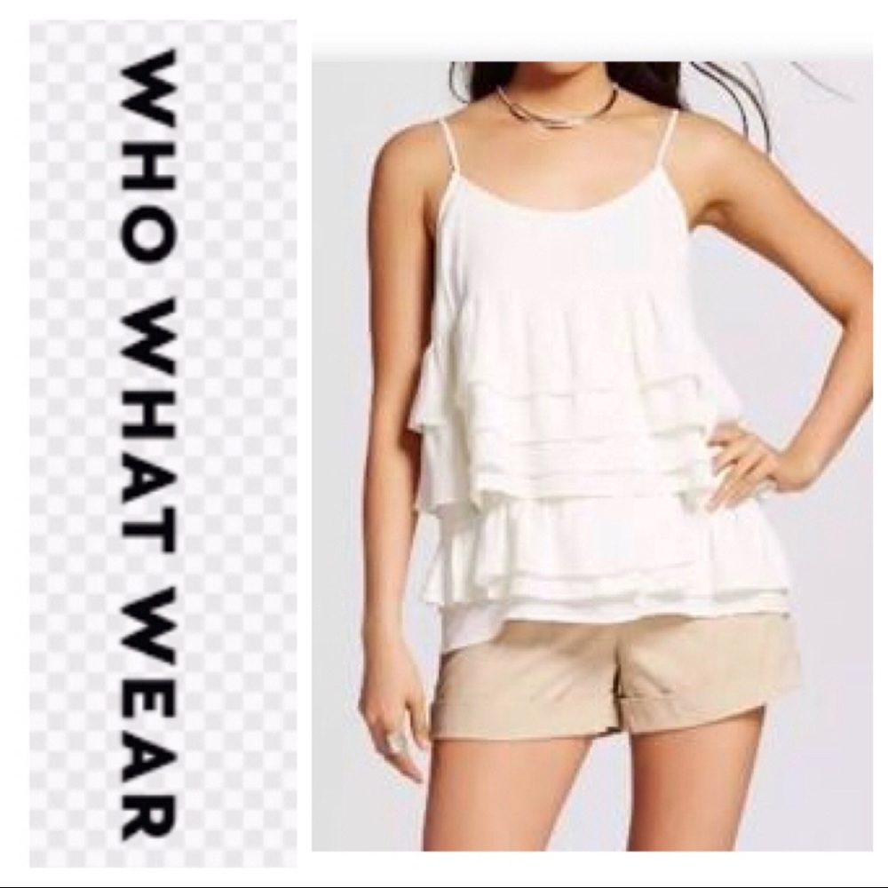 🌸🌸SUPER SALE🌸🌸WHO WHAT WEAR Tiered Ruffle Tank Top Size Small